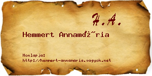 Hemmert Annamária névjegykártya